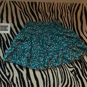green floral skirt